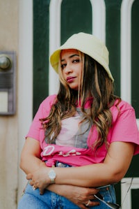 a woman wearing a hat